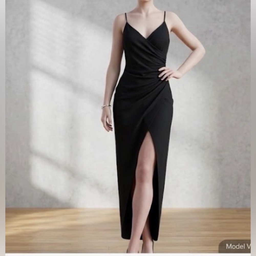 Emerald Sundae Black Maxi Dress with Spaghetti Straps